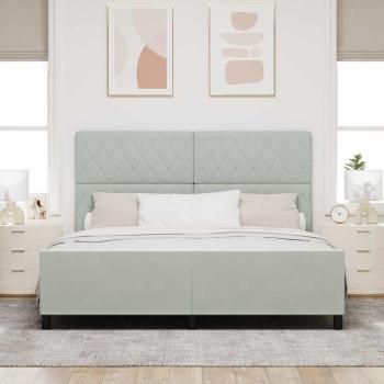 Boxspringbett mit Kopfteil Hellgrau 180 x 200 cm Samt