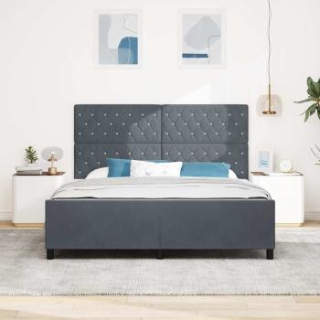 Boxspringbett mit Kopfteil Dunkelgrau 180 x 200 cm Samt