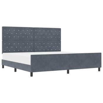 Boxspringbett mit Kopfteil Dunkelgrau 200 x 200 cm Samt
