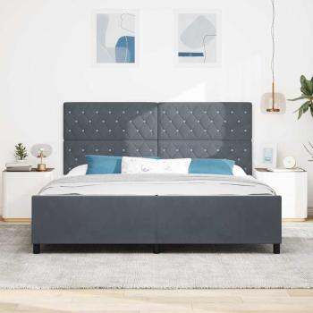 Boxspringbett mit Kopfteil Dunkelgrau 200 x 200 cm Samt