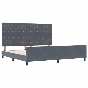 Boxspringbett mit Kopfteil Dunkelgrau 200 x 200 cm Samt