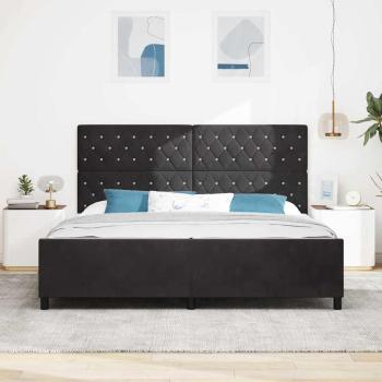 Boxspringbett mit Kopfteil Schwarz 200 x 200 cm Samt