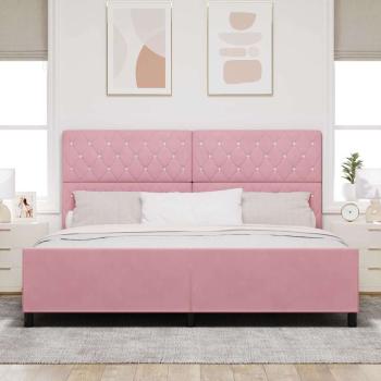 Boxspringbett mit Kopfteil Rosa 200 x 200 cm Samt