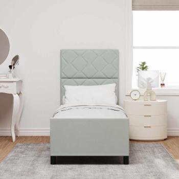 Boxspringbett mit Kopfteil Hellgrau 80 x 200 cm Samt