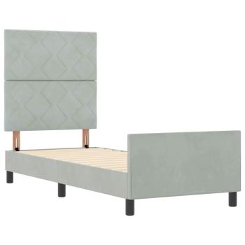 Boxspringbett mit Kopfteil Hellgrau 80 x 200 cm Samt