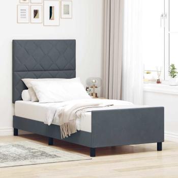 ARDEBO.de - Boxspringbett mit Kopfteil Dunkelgrau 90 x 200 cm Samt