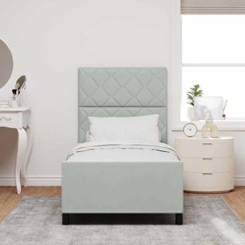 Boxspringbett mit Kopfteil Hellgrau 100 x 200 cm Samt