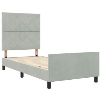 Boxspringbett mit Kopfteil Hellgrau 100 x 200 cm Samt