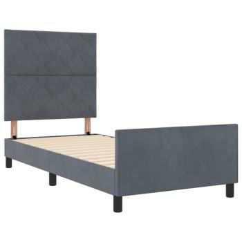 Boxspringbett mit Kopfteil Dunkelgrau 100 x 200 cm Samt
