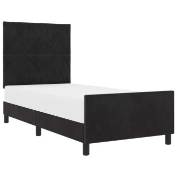 Boxspringbett mit Kopfteil Schwarz 100 x 200 cm Samt