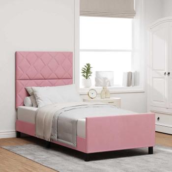 ARDEBO.de - Boxspringbett mit Kopfteil Rosa 100 x 200 cm Samt