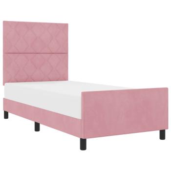 Boxspringbett mit Kopfteil Rosa 100 x 200 cm Samt