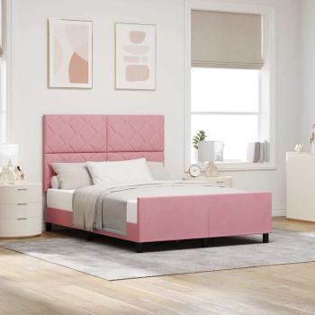 ARDEBO.de - Boxspringbett mit Kopfteil Rosa 140 x 200 cm Samt