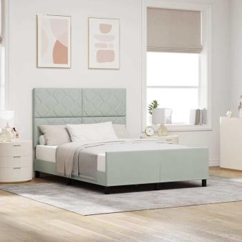 ARDEBO.de - Boxspringbett mit Kopfteil Hellgrau 160 x 200 cm Samt