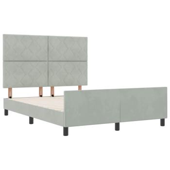 Boxspringbett mit Kopfteil Hellgrau 160 x 200 cm Samt