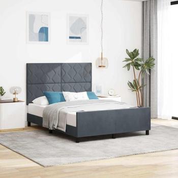 ARDEBO.de - Boxspringbett mit Kopfteil Dunkelgrau 160 x 200 cm Samt