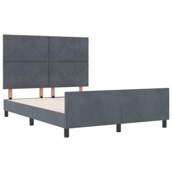 Boxspringbett mit Kopfteil Dunkelgrau 160 x 200 cm Samt