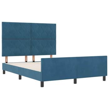 Boxspringbett mit Kopfteil Dunkelblau 160 x 200 cm Samt