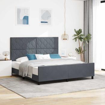 ARDEBO.de - Boxspringbett mit Kopfteil Dunkelgrau 180 x 200 cm Samt