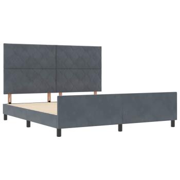 Boxspringbett mit Kopfteil Dunkelgrau 180 x 200 cm Samt