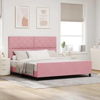 ARDEBO.de - Boxspringbett mit Kopfteil Rosa 180 x 200 cm Samt