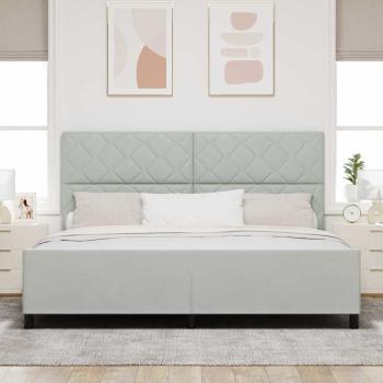Boxspringbett mit Kopfteil Hellgrau 200 x 200 cm Samt