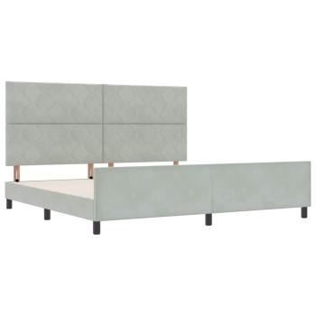 Boxspringbett mit Kopfteil Hellgrau 200 x 200 cm Samt