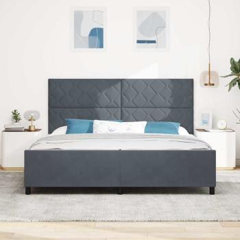 Boxspringbett mit Kopfteil Dunkelgrau 200 x 200 cm Samt
