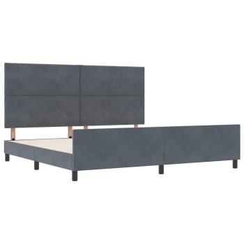 Boxspringbett mit Kopfteil Dunkelgrau 200 x 200 cm Samt