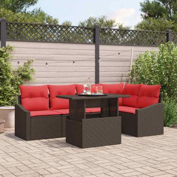 ARDEBO.de - Gartensofa-set 6 stk. Braun und Rot Poly-Rattan