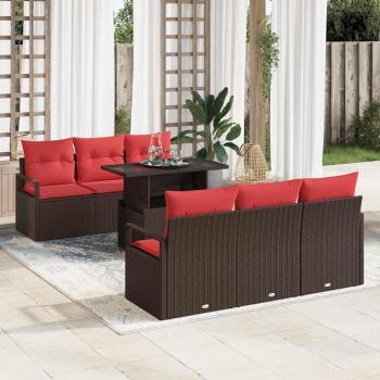 ARDEBO.de - Gartensofa-set 7 stk. Braun Poly Rattan