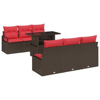 Gartensofa-set 7 stk. Braun Poly Rattan