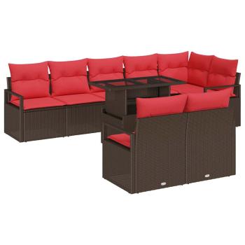 Gartensofa-set 9 stk. Braun Poly Rattan