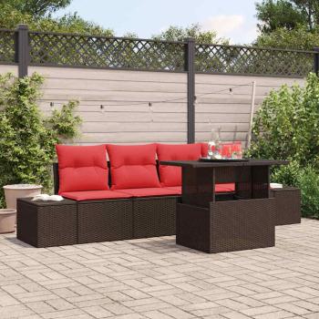 ARDEBO.de - Garten-Sofa-Set 5 stk. 4-Sitzanzahl Braun und Rot
