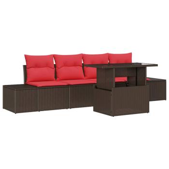 Garten-Sofa-Set 5 stk. 4-Sitzanzahl Braun und Rot
