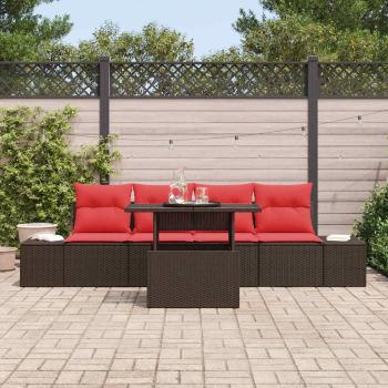 Garten-Sofa-Set 5 stk. 4-Sitzanzahl Braun und Rot