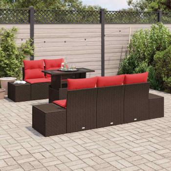 Garten-Sofa-Set 6 stk. 5-Sitzanzahl Braun und Rot