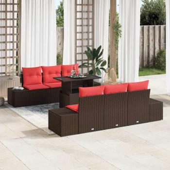 ARDEBO.de - Garten-Sofa-Set 7 stk. 6-Sitzanzahl Braun und Rot