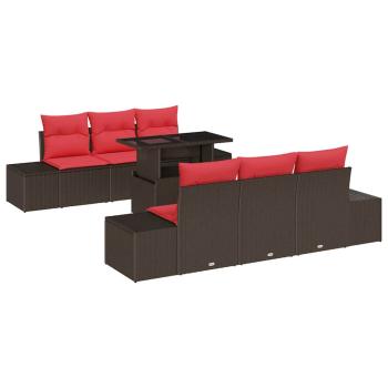Garten-Sofa-Set 7 stk. 6-Sitzanzahl Braun und Rot