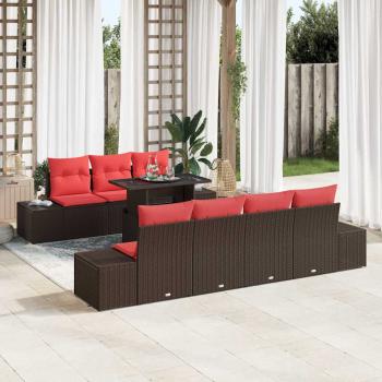 ARDEBO.de - Garten-Sofa-Set 8 stk. 7-Sitzanzahl Braun und Rot