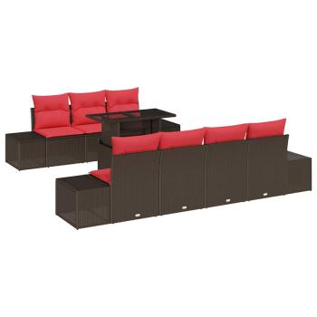 Garten-Sofa-Set 8 stk. 7-Sitzanzahl Braun und Rot