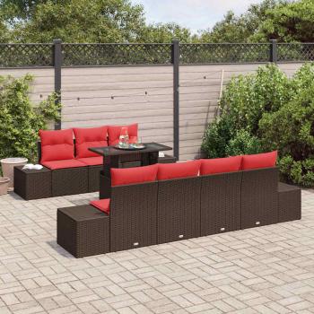 Garten-Sofa-Set 8 stk. 7-Sitzanzahl Braun und Rot