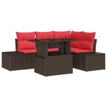 Gartensofa-set 5 stk. Braun Poly-Rattan