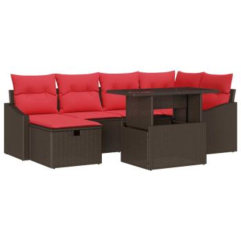 Gartensofa-set 7 stk. Poly-Rattan