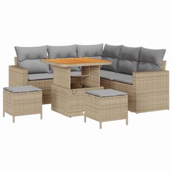 Gartensofa-set 9 Stk. 6-Sitzanzahl Beige und Hellgrau