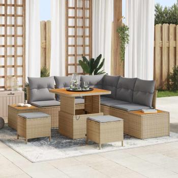 ARDEBO.de - Gartensofa-set 8 stk. 7-Sitzanzahl Beige Poly Rattan