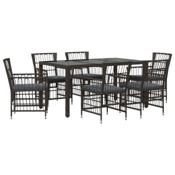Outdoor-Essgruppe 7 stk. Schwarz Poly-Rattan