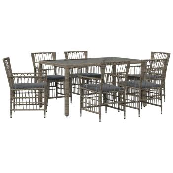 Outdoor-Essgruppe 7 stk. Grau Poly-Rattan