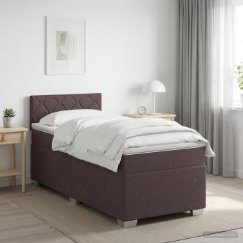 ARDEBO.de - Boxspringbett mit Matratze Dunkelbraun 80 x 200 cm Stoff