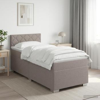 ARDEBO.de - Boxspringbett mit Matratze mit Kopfteil Taupe 90 x 190 cm Stoff